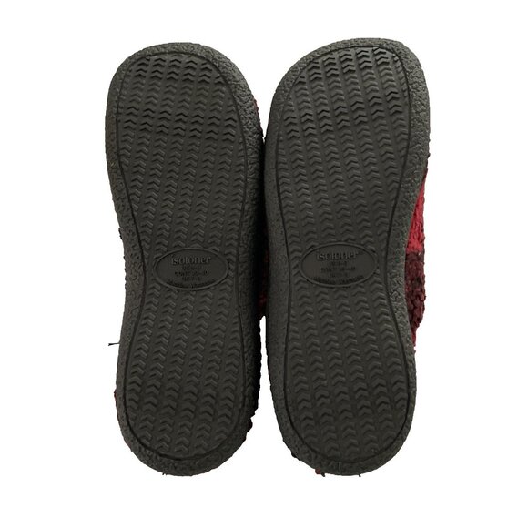 Isotoner Men’s Slippers Shoes Sz M 8-9 Memory Foam Buffalo Plaid Red - Picture 7 of 7